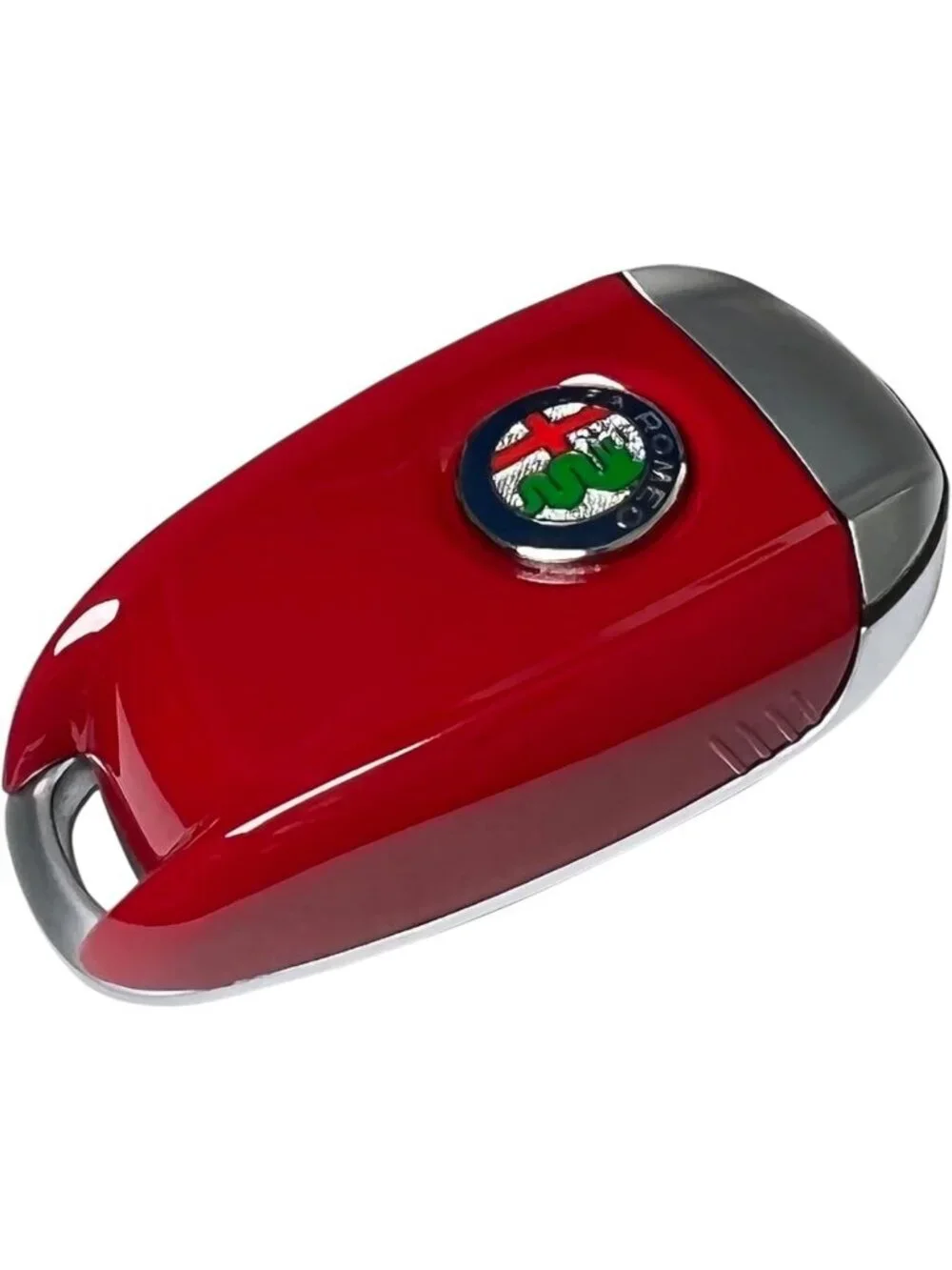 3D Carbon Fiber Black Smart Key Fob Cover Case for Alfa Romeo - Color Logo Red